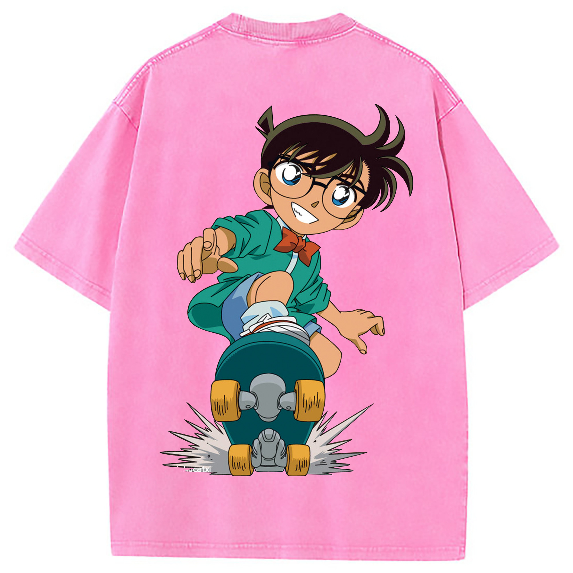 （画像用） 名探偵コナン 江戸川 コナン Detective Conan Conan Edogawa 綿100% ヴィンテージ風 半袖Tシャツ（背面プリント）